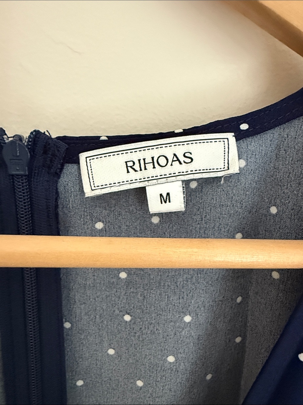 RIHOAS Navy Polka Dot Tie-Front Mini Dress - Picture 2 of 6